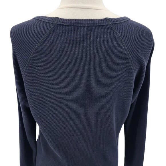 James Perse Standard Womens Large / 3 Top Waffle Knit Black Thermal Long Sleeve - Picture 5 of 9
